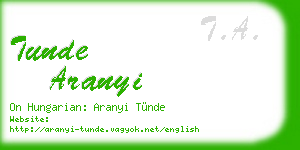tunde aranyi business card