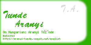 tunde aranyi business card